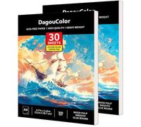 Dagoucolor Papel Para Acuarela, A4, 2 Pack, 30 hojas Papel sin ácido 300gsm, Papel Acuarela Cuaderno, Bloc Acuarela Para y Adultos Profesional Pintar, Dibujar y Bocetos