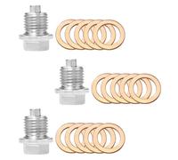 Dagran 3 pezzi Tappo di Scarico Olio M14x1,5 in Acciaio Inossidabile con 15 Guarnizioni in Rame, per Auto, Moto e Veicoli a Motore, Compatibile con la Maggior Parte dei Modelli