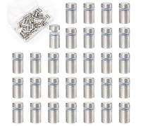 Dagran 30 Piezas Espaciadores Tornillos para Carteles Inoxidable Clavos Publicitarios, Publicidad Tornillos Cromados, Tornillo de Fijación para Pared Vidrio Marcos de Cuadros