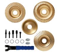 Dagran 4 Piezas Muela Amoladora Madera Muela Abrasiva, 100mm Disco Radial Madera Abrasivo con 5 Fresas Giratorias, DiáMetro Interior 22,2 mm para Smerigliatrice Angolare Tallar y Desbaste