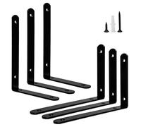 Dagran 6 Piezas Soportes para Estanterías Soportes de Pared en L para Carga Pesada Metal Negro para Libros Cocina Salón