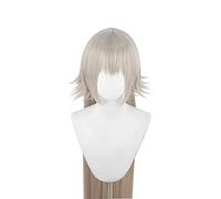 Dagua Peluca Cosplay Anime,Peluca Fate Grand Order Jeanne D'Arc,Double Ponytail Blonde Peluca Cosplay,con Red de Peluca Gratis,Halloween Hair,para Cosplay De Fiesta Diari(Size:Gris)