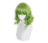 Dagua Peluca Cosplay Anime，Peluca Touhou Project Yuka Kazami，Green Short Curly Peluca Cosplay,con Red de Peluca Gratis,Halloween Hair,para Cosplay De Fiesta Diari