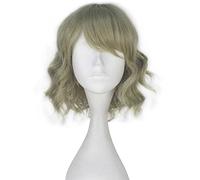 Dagua Peluca Cosplay,Peluca de Cosplay Final Fantasy XV Cindy Aurum,Short Curly Light Green Peluca,con Red de Peluca Gratis,Halloween Costume Cosplay,para Carnaval Navidad Fiesta