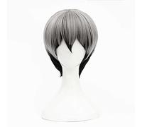 Dagua Peluca Cosplay,Peluca de Cosplay Haikyuu!! Shinsuke Kita,Gray Black Short Peluca,con Red de Peluca Gratis,Halloween Costume Cosplay,para Carnaval Navidad Fiesta