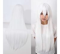 Dagua Peluca Cosplay,Peluca de Cosplay Re Zero Starting Life in Another World Echidna,Long Straight White Peluca,con Red de Peluca Gratis,Halloween Costume Cosplay,para Carna(Size:Style 1)