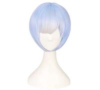 Dagua Peluca Cosplay,Peluca de Cosplay Re Zero Starting Life in Another World Rem,Short Blue Peluca,con Red de Peluca Gratis,Halloween Costume Cosplay,para Carnaval Navidad Fiesta