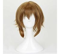 Dagua Peluca Cosplay,Peluca de Cosplay Tokyo Ghoul Hinami Fueguchi,Short Brown Wavy Peluca,con Red de Peluca Gratis,Halloween Costume Cosplay,para Carnaval Navidad Fiesta