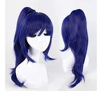 Dagua Peluca Cosplay，Peluca Love Live! Matsuura Kanan，Single Ponytail Blue Long Peluca,con Red de Peluca Gratis,Halloween Costume Cosplay,para Carnaval Navidad Fiesta