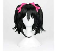 Dagua Peluca Cosplay,Peluca Love Live! Nico Yazawa,Short Black Peluca,con Red de Peluca Gratis,Halloween Costume Cosplay,para Carnaval Navidad Fiesta