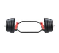 DAHAD Barra de pesas hexagonal olímpica, 142 cm, con mango, barra hexagonal para sentadillas, capacidad de 150 kg, para entrenamiento en el gimnasio en casa (rojo)