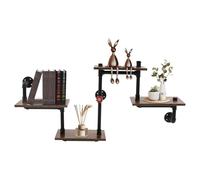 DAHAD Estantería flotante de 3 capas, estante de pared industrial vintage, estante de pared de madera de metal, rústico, organizador de pared de madera para dormitorio, salón, cocina, granja