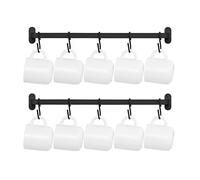 Dahey Soporte de pared para tazas, colgador de metal para tazas de café con 10 ganchos para tazas, estante de exhibición de tazas, organizador de almacenamiento rústico para cocina, comedor,