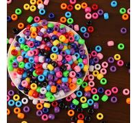 DAHI 1000 cuentas coloridas para enhebrar, agujero grande, 6 x 8 mm, multicolor, para joyas, enhebrar pulseras, manualidades (color b)