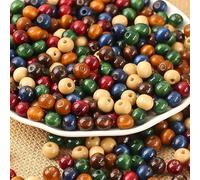 DAHI 1000 cuentas de madera coloridas de 8 mm, cuentas espaciadoras sueltas de madera de macramé de color natural, cuentas de madera pintadas para hacer pulseras de joyería (8 mm)