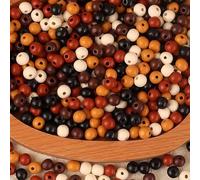 DAHI 1000 cuentas de madera vintage de 5 colores, redondas de 8 mm, para manualidades y joyería