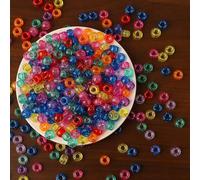 DAHI 1000 cuentas de pony, cuentas de plástico para manualidades, cuentas de pony a granel con agujero grande, cuentas acrílicas coloridas para enhebrar 6 x 8 mm para joyas, pulseras y manualidades