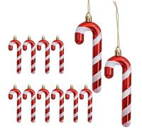 DAHI 12 adornos para árbol de Navidad, bastones de azúcar navideños, para colgar, plástico Candy Perro Decoraciones árbol de Navidad (rojo-blanco B)
