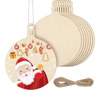 DAHI 20 bolas de Navidad grandes de madera para decorar 14 cm, con cuerda, adornos navideños de madera para colgar, para manualidades, decoraciones para árbol de Navidad (bolas grandes)