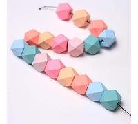 DAHI 60 cuentas de madera, bolas de madera multicolor, 20 mm, perlas de madera mezcladas con agujero para manualidades para hacer joyas (multicolor, C/20 mm, 60 unidades)