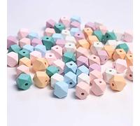 DAHI 70 cuentas de madera multicolor, redondas, mixtas, con agujero, para manualidades y joyas DIY (colorido-F/15 mm-70 unidades)