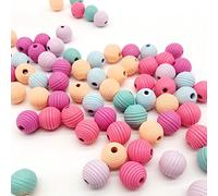 DAHI 70 Cuentas Multicolor de Madera Redondas Mixtas con Agujero para Hacer Joyas DIY (Multicolor, E/20 mm, 70 Unidades)