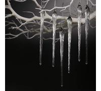 DAHI Adornos para árbol de Navidad, diseño de carámbanos, colgantes de cristal, decoración navideña, 6 unidades aprox. 15,5 cm (cristal carámbano)