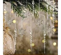 DAHI Adornos para árbol de Navidad, diseño de carámbanos y copos de nieve, colgantes de cristal, decoración navideña