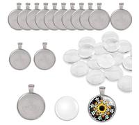 DAHI Bandejas colgantes de bisel para hacer joyas, bandeja de colgante redonda, bisel en blanco, base en blanco para hacer joyas, manualidades, fotos, collares, fabricación de colgantes, visita la