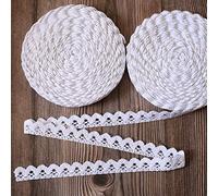 DAHI Cinta de Encaje Blanca de 20 Metros, Ribete de Algodón Vintage, Decorativa para Costura