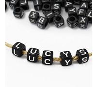 DAHI cuentas de letras 1000 piezas Letras Pulseras acrílicas cubas para Pulseras "A-Z" Abalorios para Hacer Pulseras (letras negras/6 x 6 mm)