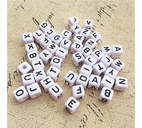 DAHI cuentas de letras 1000 piezas Letras Pulseras acrílicas cubas para Pulseras "A-Z" Abalorios para Hacer Pulseras (letras negras/6 x 6 mm)