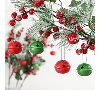 DAHI DAHI Campanas de Navidad, 24 unidades, copos de nieve, campanas para decoración navideña (24 unidades rojo + verde)