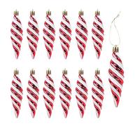 DAHI - Juego de 12 colgantes de árbol de Navidad con brillo, diseño de piña y bola, color rojo para decoración de árbol de Navidad (rojo-B)