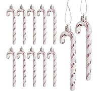 DAHI - Juego de 12 decoraciones navideñas, árbol de azúcar, cebada, para colgar, bastón de caramelos de plástico de Navidad, decoración de árbol de Navidad (rosa)