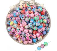 DAHI Perlas de aprox. 100 unidades de bolas de flores redondas para manualidades para enhebrar, color mixto (12 x 12 mm)