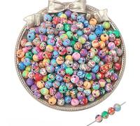 DAHI Perlas de aprox. 250 unidades de bolas de flores redondas para manualidades para enhebrar, color mixto (6 x 6 mm)