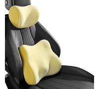 DAHJSD Reposacabezas Coche y Cojín Lumbar para Hyundai Santa Fe TM/DM/cm/SM 2016-2023, Soporte Lumbar y Almohada Cuello para Asiento de Auto, Transpirable Todo el Año,D Dual Yellow
