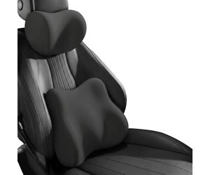DAHJSD Reposacabezas Coche y Cojín Lumbar para VW Golf VII (GTI) 2016-2020, Soporte Lumbar y Almohada Cuello para Asiento de Auto, Transpirable Todo el Año,A Black
