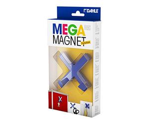 Dahle Mega Magnet Cross XL - Imán (70 x 70 mm, Incluye 2 Ganchos para Colgar Objetos), Color Azul