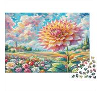 Dahlia 1000 Piezas Cartón Resistente Campo de dalias Rompecabezas Estándar Adolescentes 12-18 Relajación Regalo Día del Padre Regalo Premium 38x26cm/1000pcs