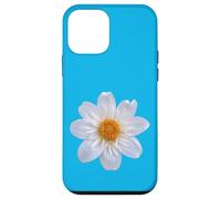 Dahlia Figaro Cherubino Flor Blanca sobre Formas Azules Mania Carcasa para iPhone 12 mini