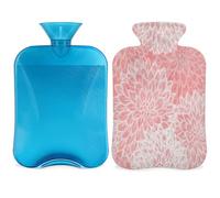 Dahlia Flower - Botella de agua caliente con tapa, bolsa de agua caliente transparente de 2 l para compresas frías/calientes, calentador de manos y pies, alivio del dolor de cuello y hombros (rosa)