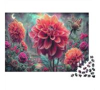 Dahlia Gigante bajo la Luna Media Luna Puzzle 1000 Piezas Adultos - Rompecabezas, Desafiante, Decoración del Hogar, Regalo 52x38cm/1000pcs
