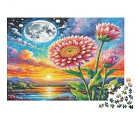 Dahlia Puzzle for Adults & Kids Pink Flower at Sunset 1000Pc Educational Games for Wall Decor 70x50cm/1000pcs