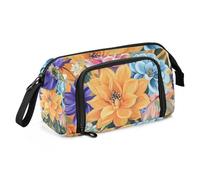 Dahlia Snapdragon - Estuche para lápices con diseño de plantas suculentas, color naranja, gran capacidad, estuche de papelería con asa, con soporte para lápices, para enfermera, suministros escolares