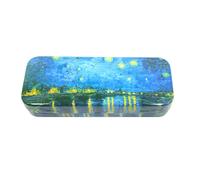 DAHO Mega Tin Pencil/Storage Box with World Famous Arts for Office Home Makeup Accessories Storage (Starry Night Over The Rhone)