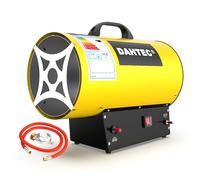 DAHTEC Calefactor de Gas Auxiliar 15 kW - Cañón de Calor - Radiador Soplante de Gas - Calefacción Radiante Con Ventilador - Soplador de Aire Caliente para Obras, Amarillo