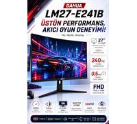 Dahua Monitor para juegos FHD de 27 pulgadas (LM27-E241B) - 240Hz, tiempo de respuesta de 0.5ms, panel IPS, sincronización adaptativa, HDR10, 85% NTSC, HDMI 2.0 y DP 1.4, cuidado de los ojos