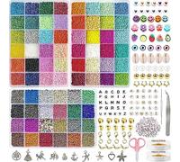 Dahudtin 45348pcs 72 Colores 2mm Cuentas para Pulseras, Abalorios para Hacer Pulseras, Bolitas para Hacer Pulseras, Cuentas de Colores con 708pcs Accesorios Abalorios Letras Colgantes de Encantos